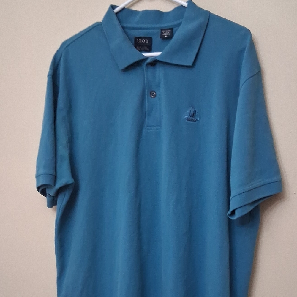 Izod Blue Polo Shirt Classic Style Short Sleeves
